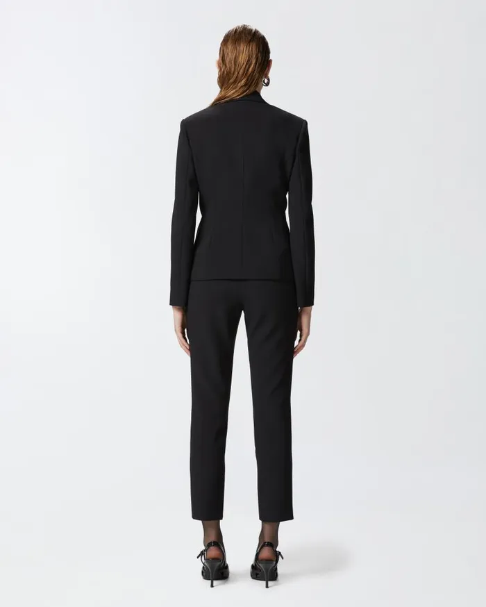 Pinko Crepe Fabric Jacket With Metal Zips Limo Black Women Jackets