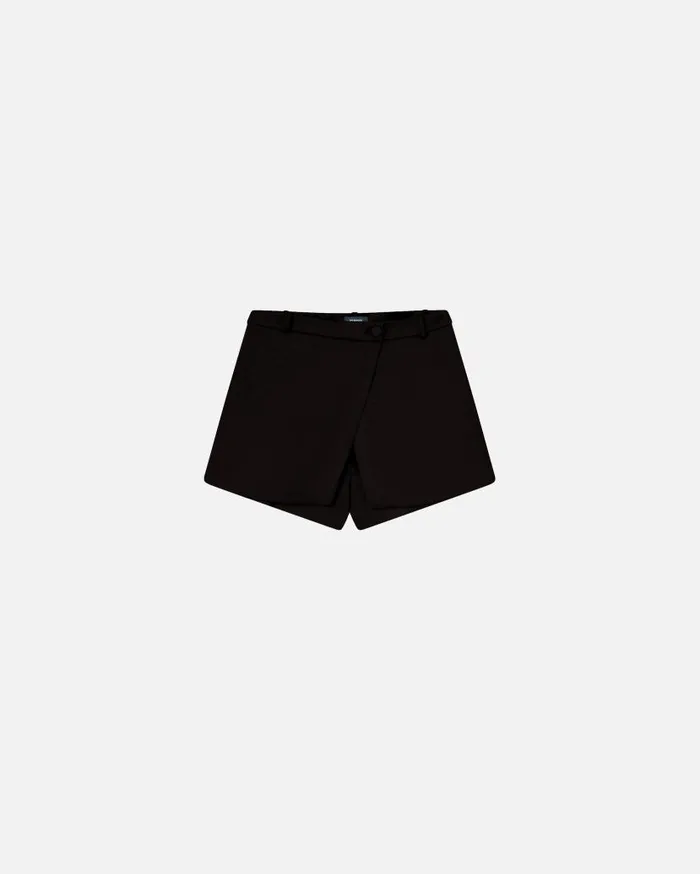 Pinko Crossoverfront Shorts In Technical Cady Limo Black Women Trousers