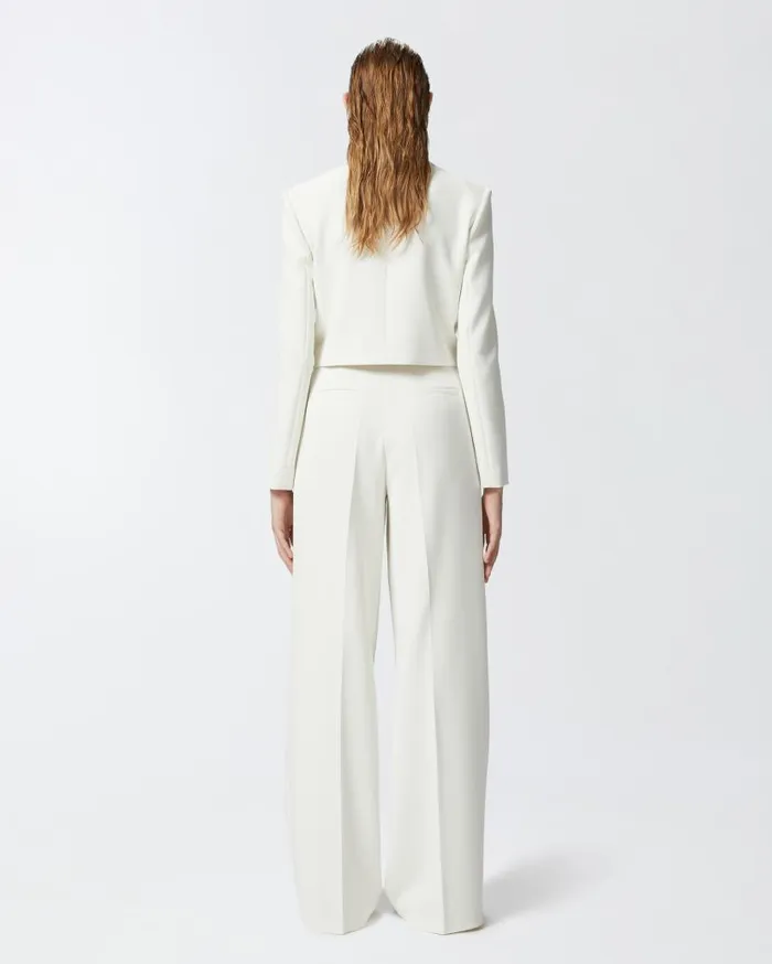 Pinko Elegant Palazzo Trousers In Crepe Lily White Women Trousers