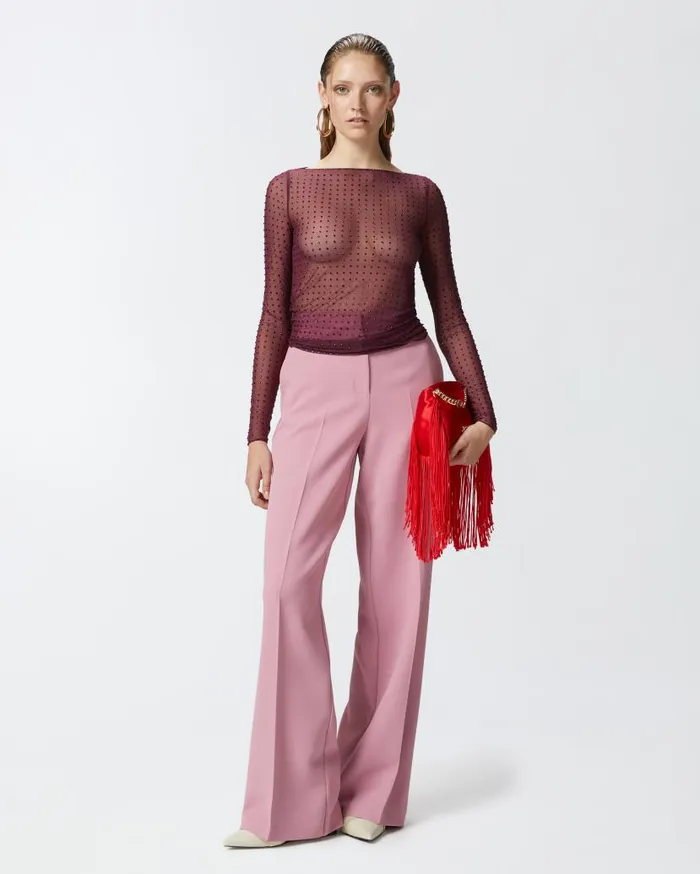 Pinko Elegant Palazzo Trousers In Crepe Pinkpolignac Women Trousers