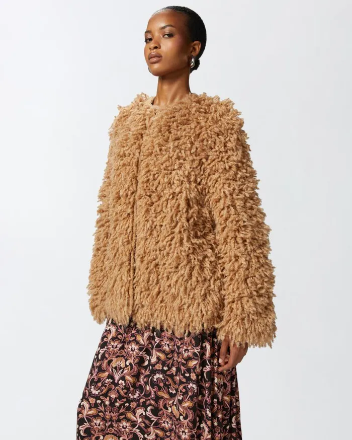 Pinko Faux Fur Coat Brown 8211 Otter Women Outerwear