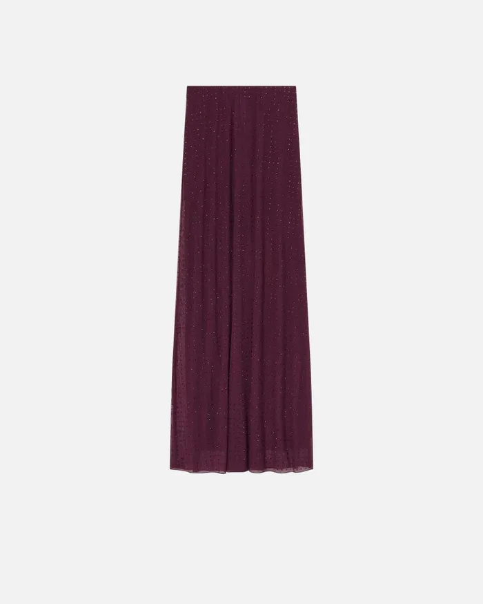 Pinko Fully Rhinestoned Long Tulle Skirt Grape Wine Women Skirts
