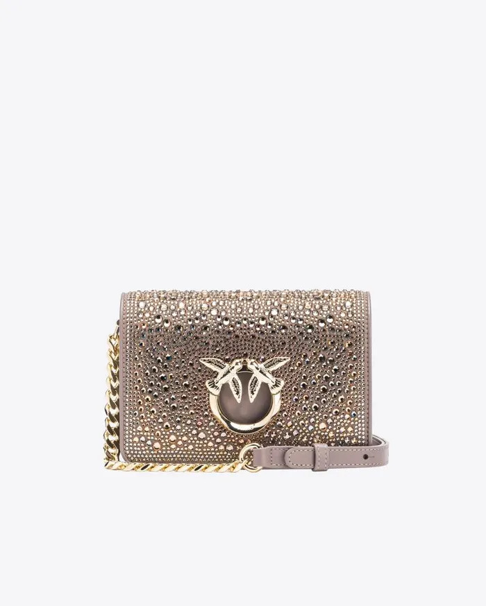 Pinko Galleria Fullrhinestone Mini Love Bag Click Beige 8211 Ironlightgold Women Limited Edition Pinko Galleria Fullrhinestone Mini Love Bag Click Beige 8211 Ironlightgold Women Limited Edition