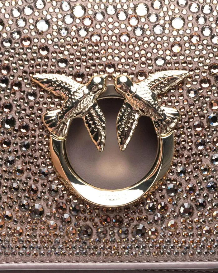 Pinko Galleria Fullrhinestone Mini Love Bag Click Beige 8211 Ironlightgold Women Limited Edition