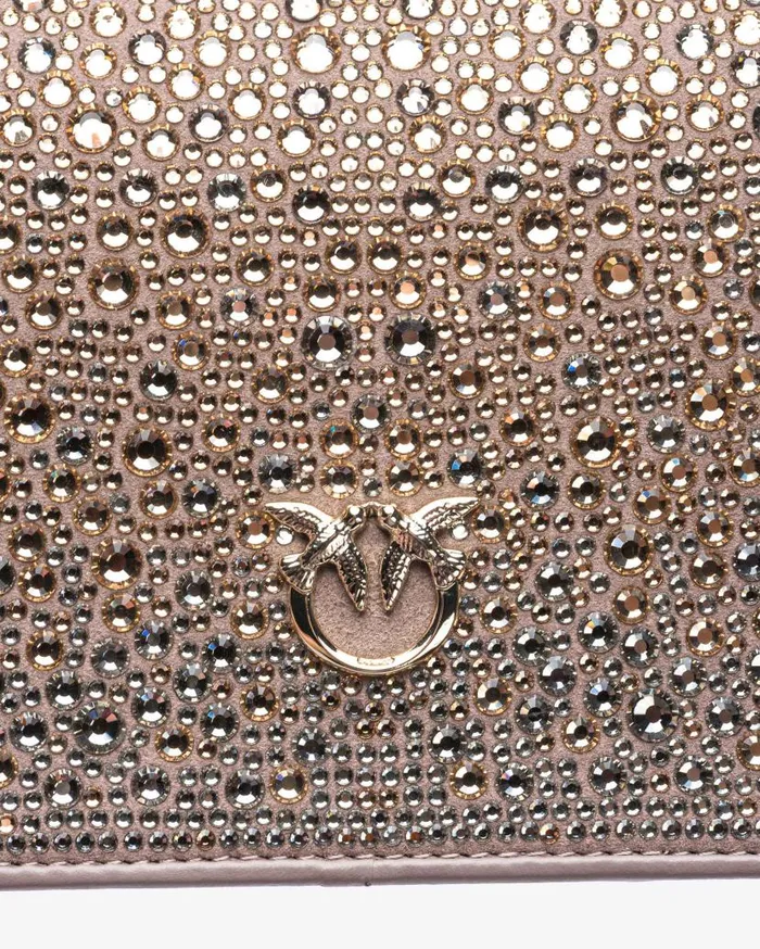 Pinko Galleria Fullrhinestone Mini Love Bag Click Beige 8211 Ironlightgold Women Limited Edition