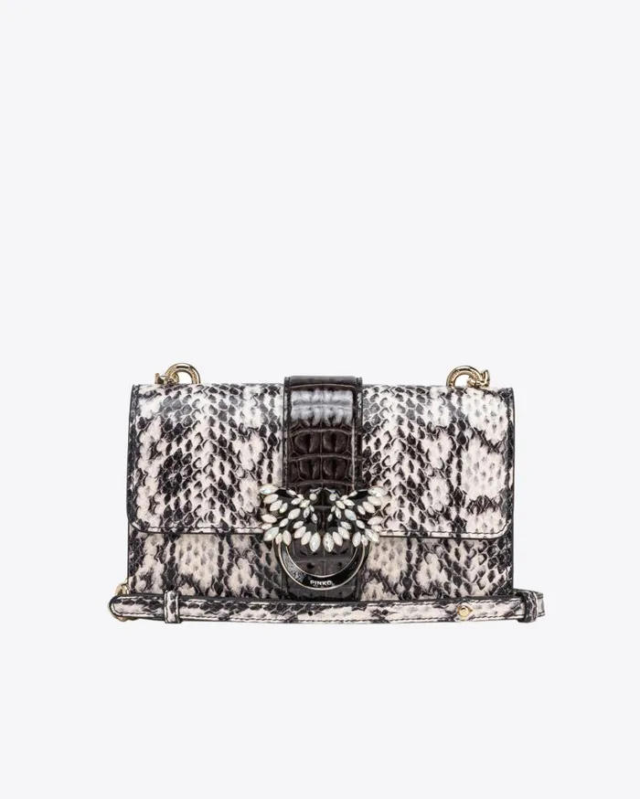 Pinko Galleria Mini Love Bag One In Reptile And Crocodileprint Leather Whiteblacklightgold Women Crossbody Bags Pinko Galleria Mini Love Bag One In Reptile And Crocodileprint Leather Whiteblacklightgold Women Crossbody Bags