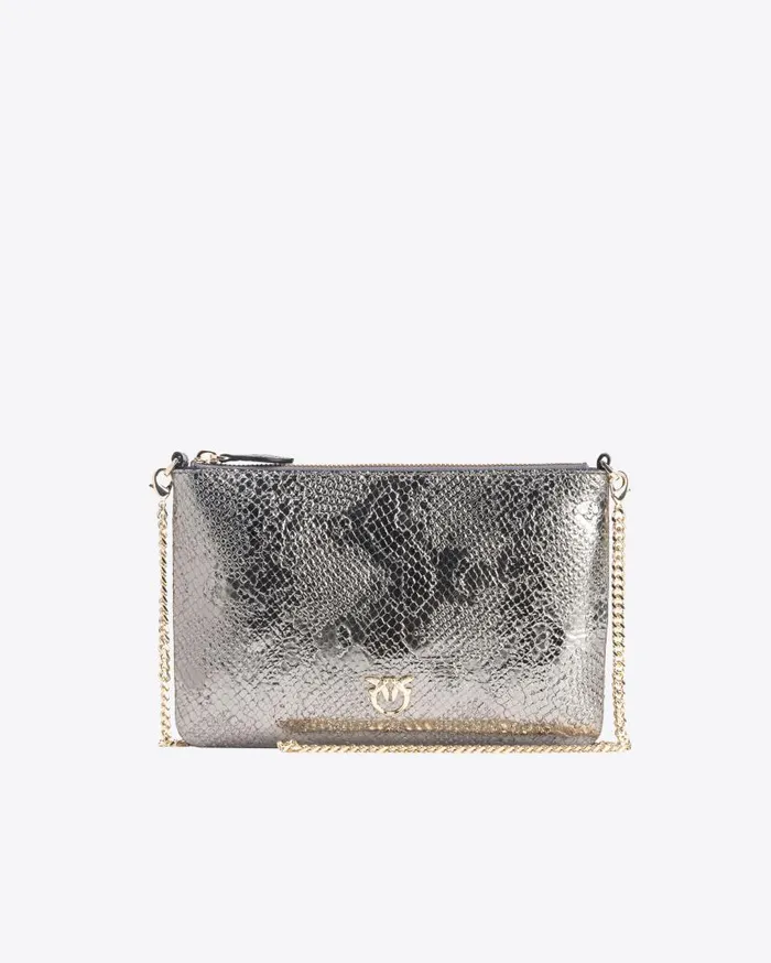 Pinko Galleria Punched Reptileprint Classic Flat Love Bag Charcoallightgold Women Limited Edition Pinko Galleria Punched Reptileprint Classic Flat Love Bag Charcoallightgold Women Limited Edition