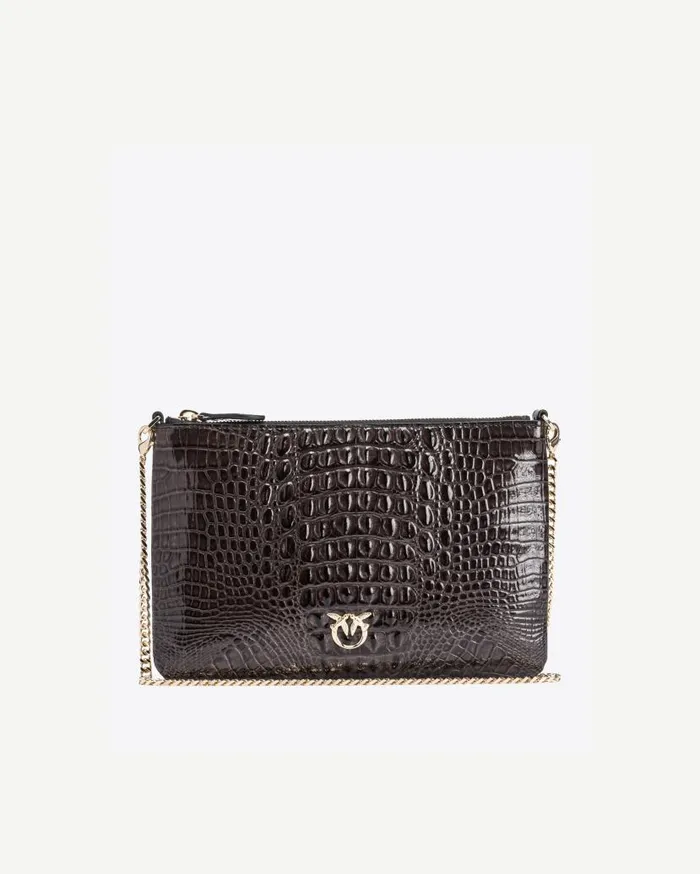 Pinko Galleria Shiny Crocprint Classic Flat Love Bag Blacklight Gold Women Limited Edition Pinko Galleria Shiny Crocprint Classic Flat Love Bag Blacklight Gold Women Limited Edition