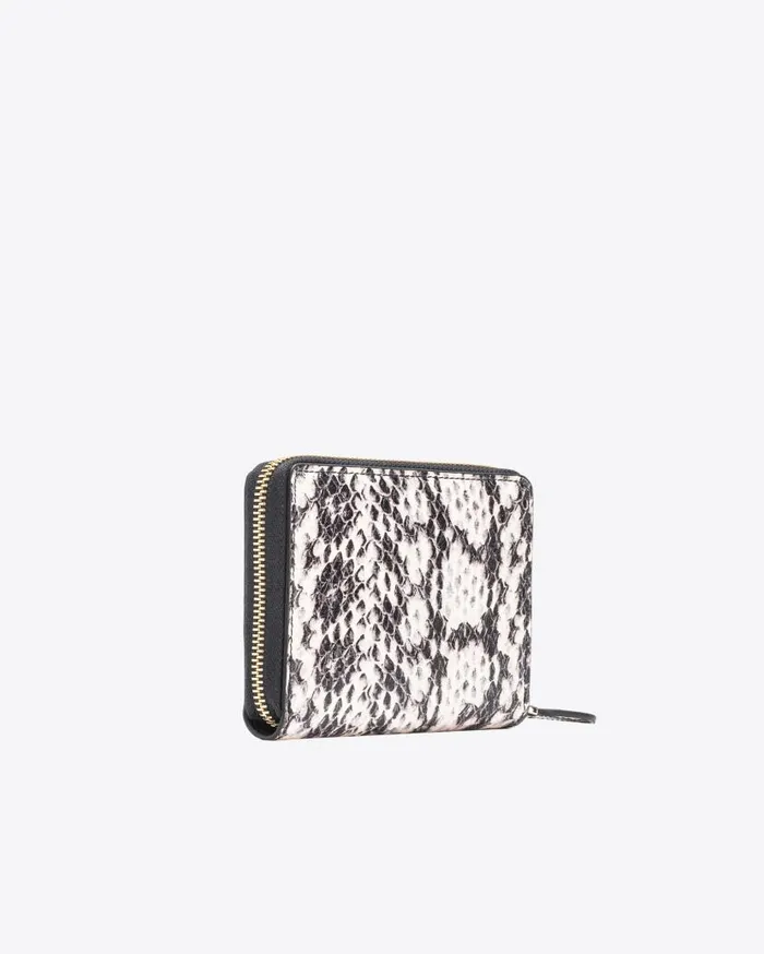 Pinko Galleria Square Wallet In Twotone Pythonprint Leather Whiteblacklightgold Women Limited Edition