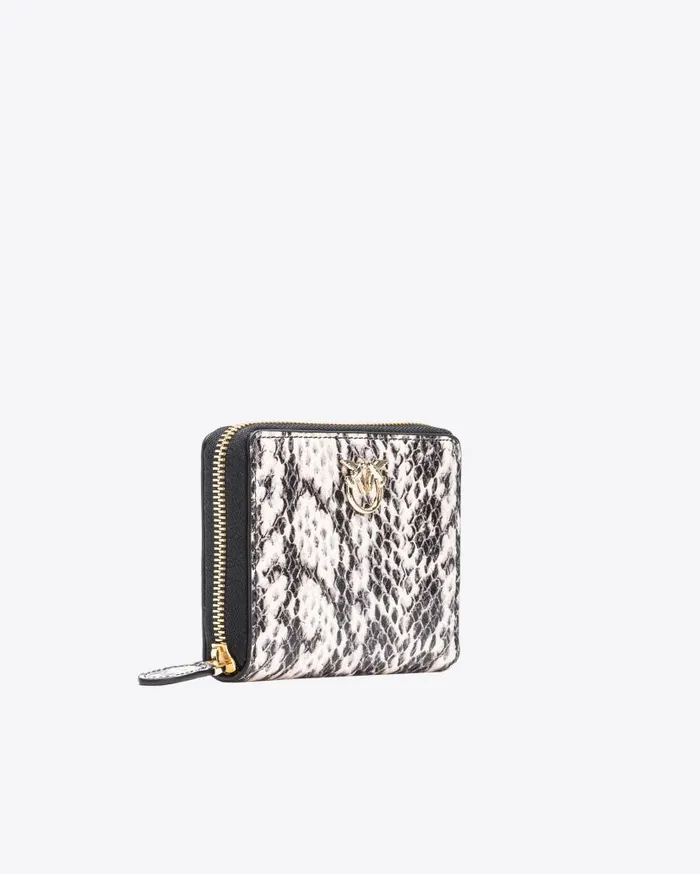 Pinko Galleria Square Wallet In Twotone Pythonprint Leather Whiteblacklightgold Women Limited Edition