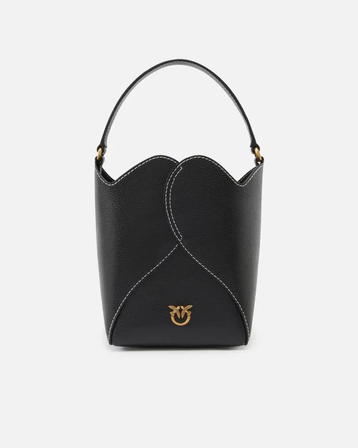 Pinko Heart Mini Leather Bucket Bag With Shoulder Strap Blackantique Gold Women Handbags Pinko Heart Mini Leather Bucket Bag With Shoulder Strap Blackantique Gold Women Handbags