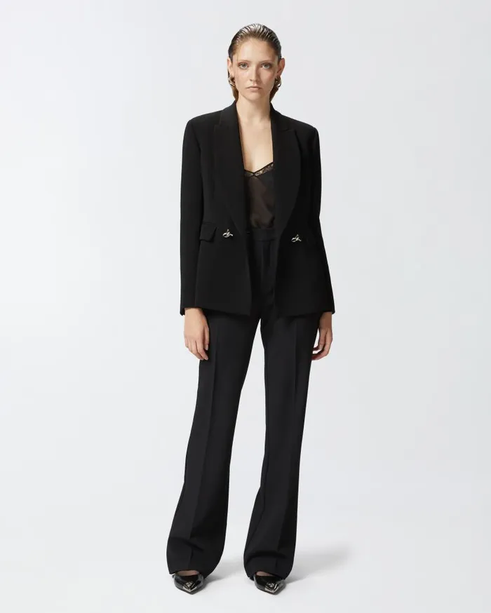 Pinko Highwaisted Slightly Flared Trousers Limo Black Women Trousers