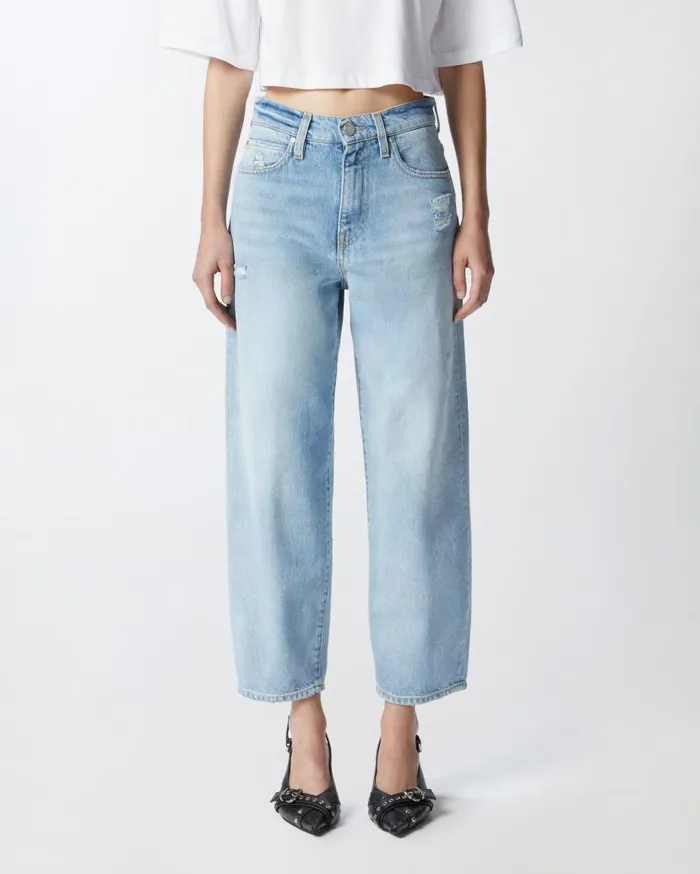 Pinko Jeans With Relaxed Rips Light Vintage Wash Women Jeans