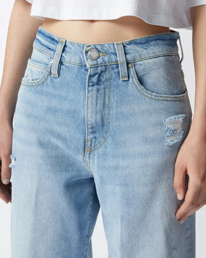 Pinko Jeans With Relaxed Rips Light Vintage Wash Women Jeans