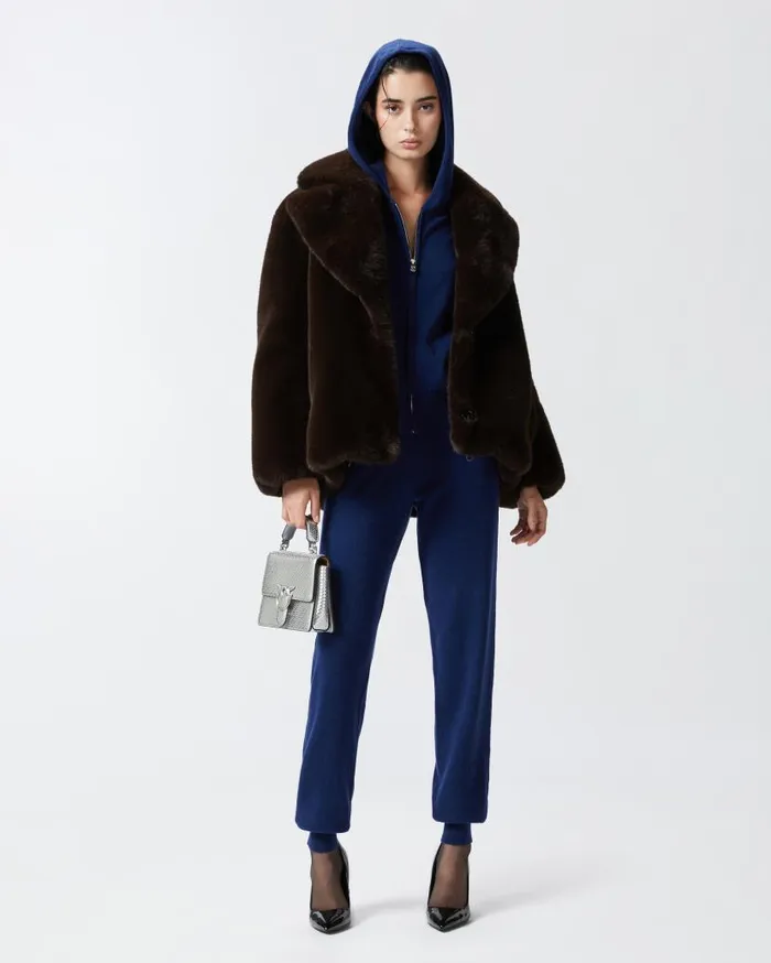 Pinko Knit Cashmereblend Joggers Iris Blue Women Trousers
