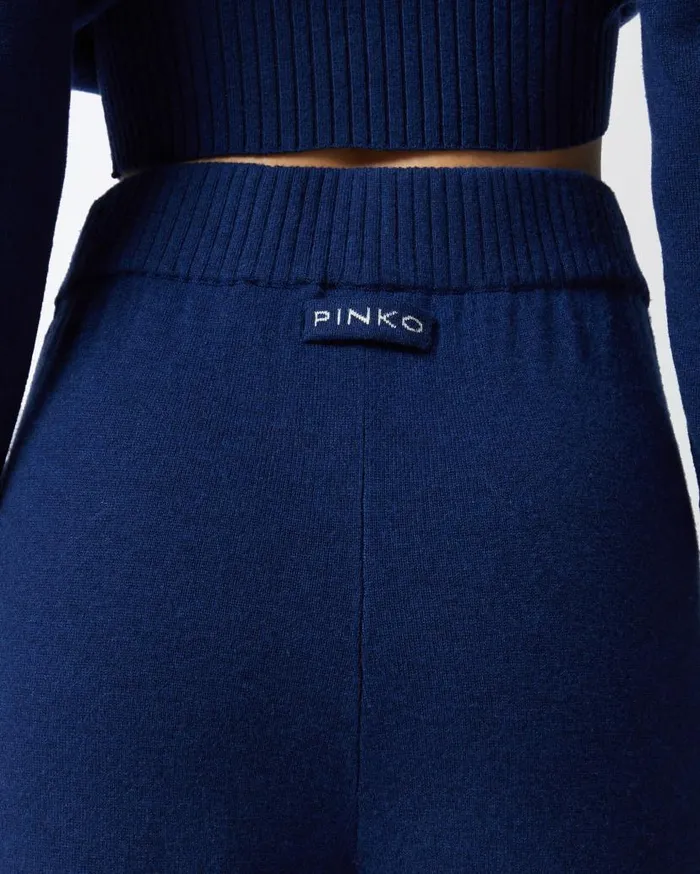 Pinko Knit Cashmereblend Joggers Iris Blue Women Trousers