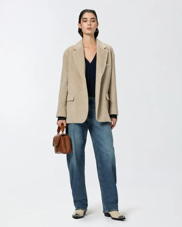 Pinko Knit Cashmereblend Pullover With Lurex Dark Navy Blue Women Knitwear