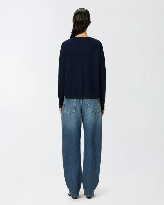 Pinko Knit Cashmereblend Pullover With Lurex Dark Navy Blue Women Knitwear