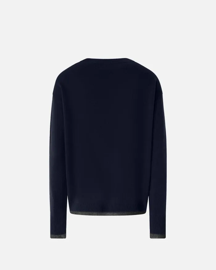 Pinko Knit Cashmereblend Pullover With Lurex Dark Navy Blue Women Knitwear