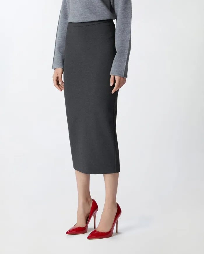 Pinko Long Pencil Skirt With Slit Greycrow Women Skirts