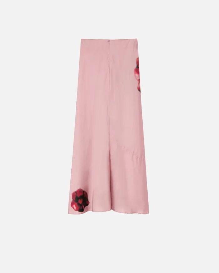 Pinko Long Satin Skirt With Floral Print Pinkred Women Skirts