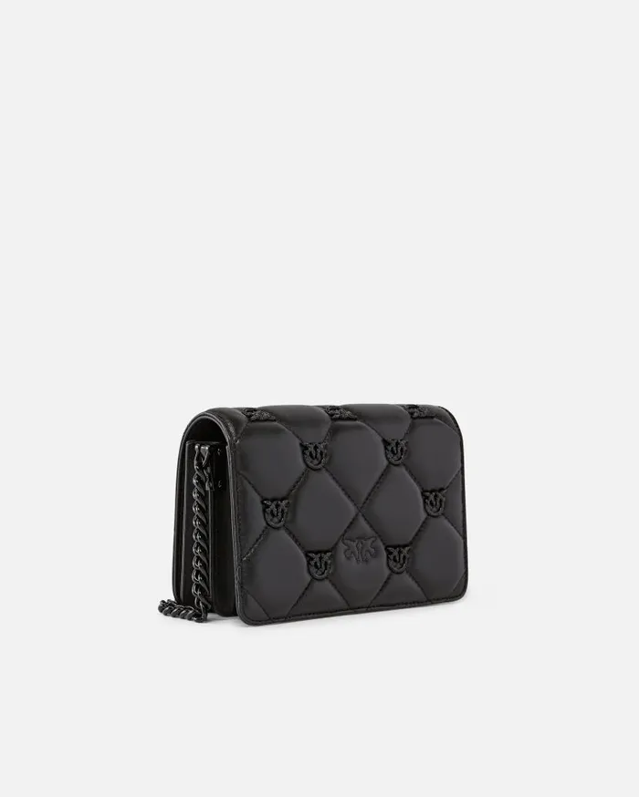 Pinko Love Bag Click Small Jewel Quilted Crossbody BagGalleria Limo Black Block Colour Women Evening Bags