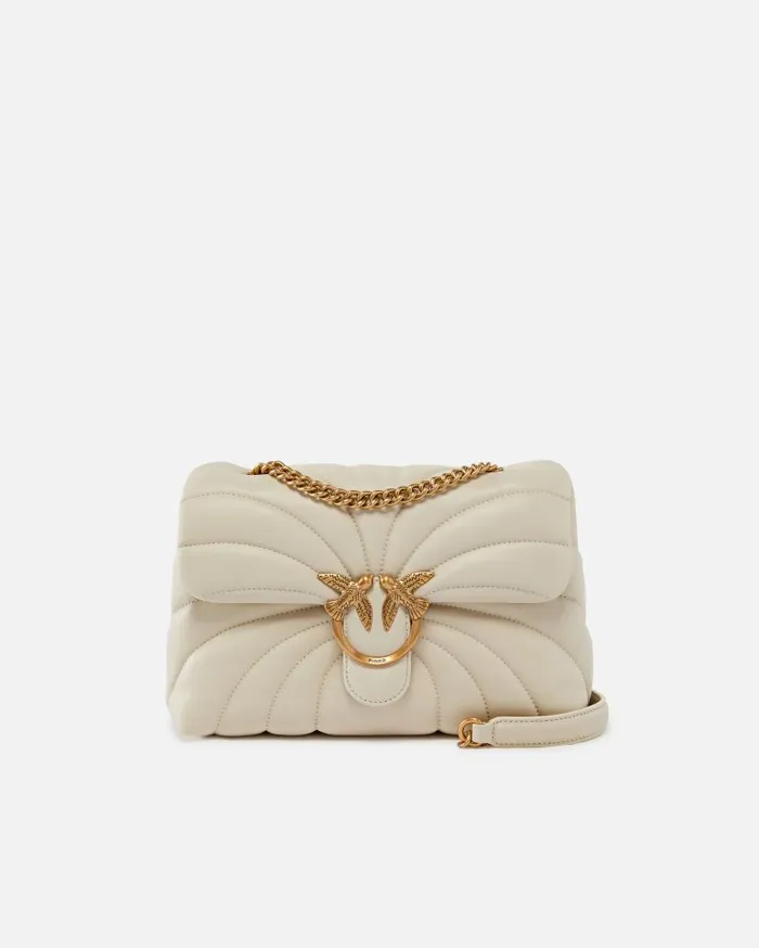 Pinko Love Bag Puff Large Butterfly Quilt Crossbody Bag Whitewhiteantique Gold Women Love Bag Puff