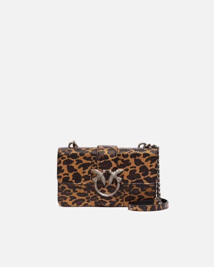 Pinko Love Bag With Spotted Reptile Leather Galleria Goldblackold Silver Women Crossbody Bags Pinko Love Bag With Spotted Reptile Leather Galleria Goldblackold Silver Women Crossbody Bags