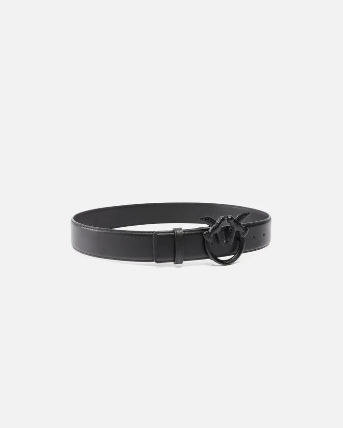 Pinko Love Birds High Colourblock Leather Belt 4cm Limo Black Block Colour Women Belts