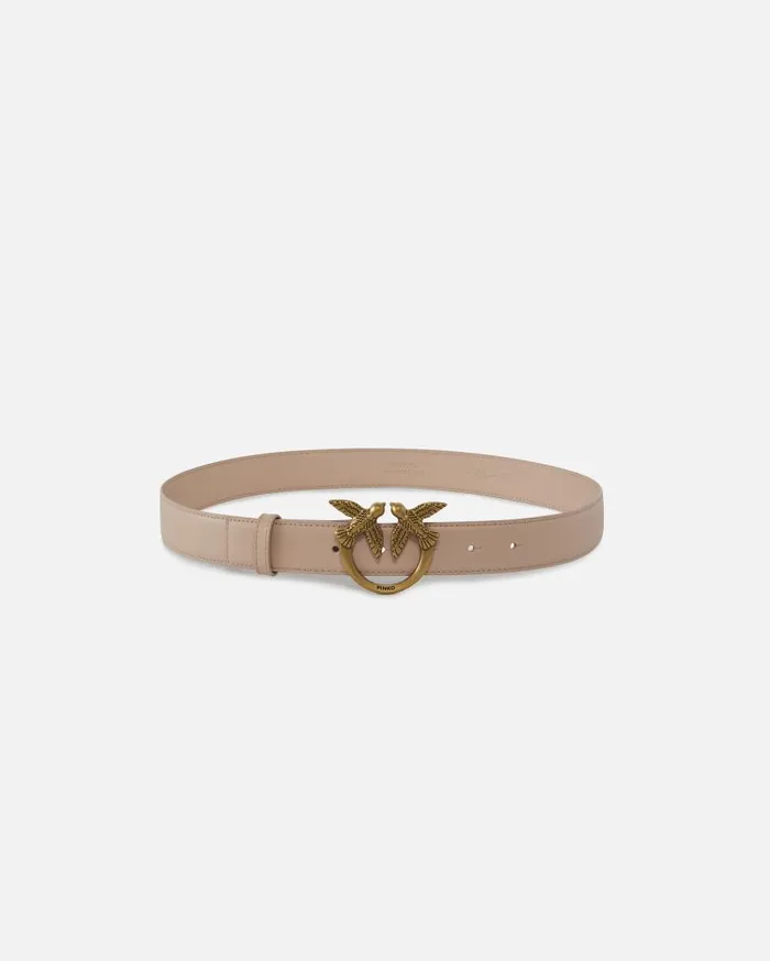 Pinko Love Birds Leather Belt 3cm Pinkdusty Pinkantique Gold Women Belts