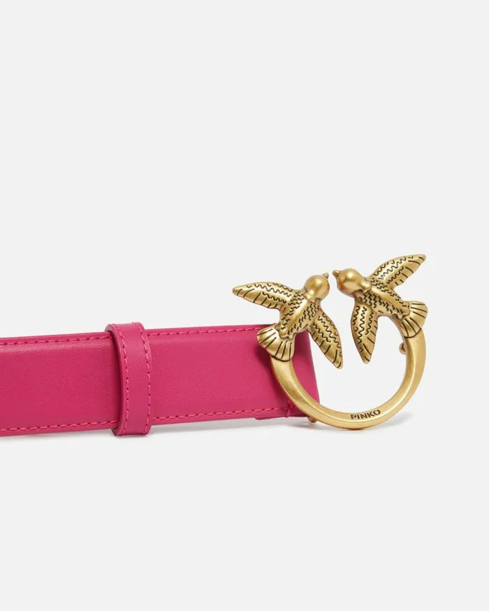 Pinko Love Birds Leather Belt 3cm Pinko Pinkantique Gold Women Belts