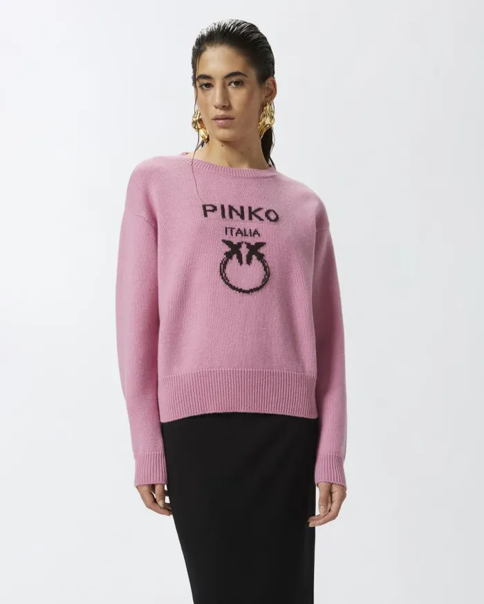 Pinko Love Birds Pullover Pinkbrown Women Knitwear