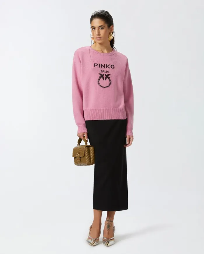 Pinko Love Birds Pullover Pinkbrown Women Knitwear