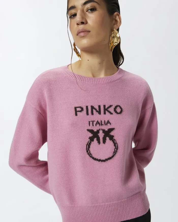 Pinko Love Birds Pullover Pinkbrown Women Knitwear