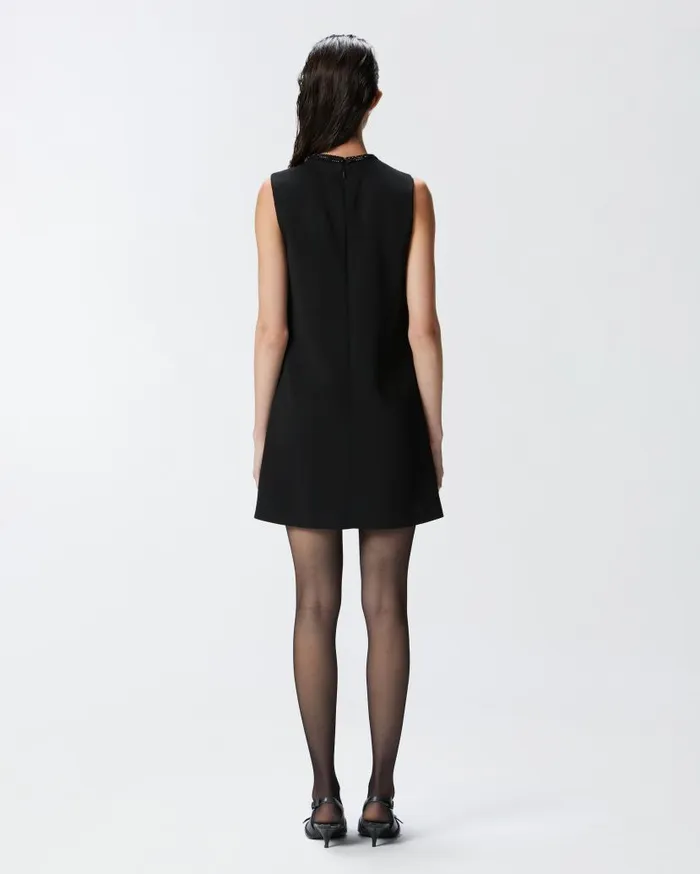 Pinko Mini Dress With Jewel Neck Limo Black Women Dresses