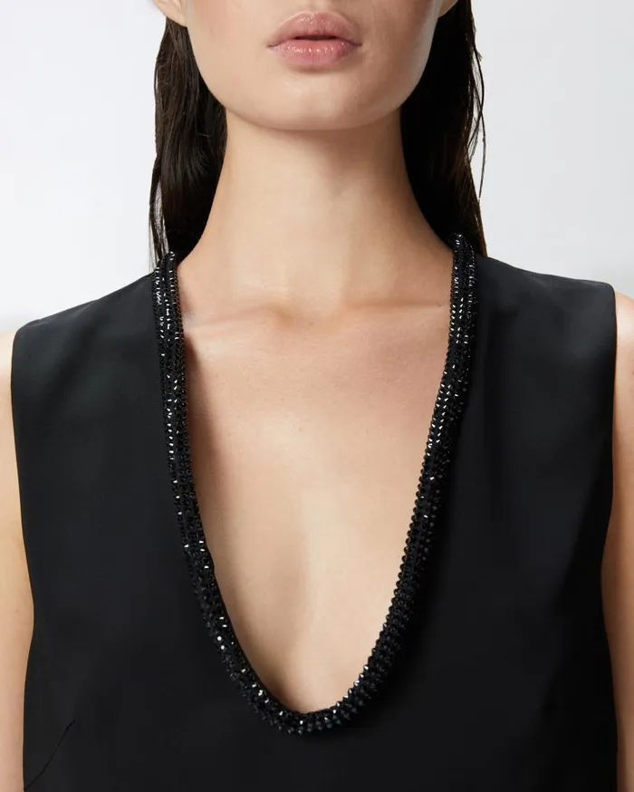 Pinko Mini Dress With Jewel Neck Limo Black Women Dresses