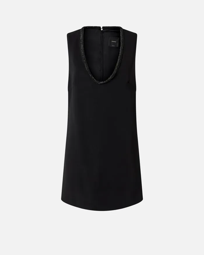 Pinko Mini Dress With Jewel Neck Limo Black Women Dresses