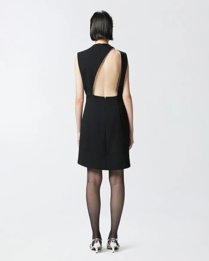 Pinko Mini Dress With Open Back And Rhinestones Limo Black Women Dresses