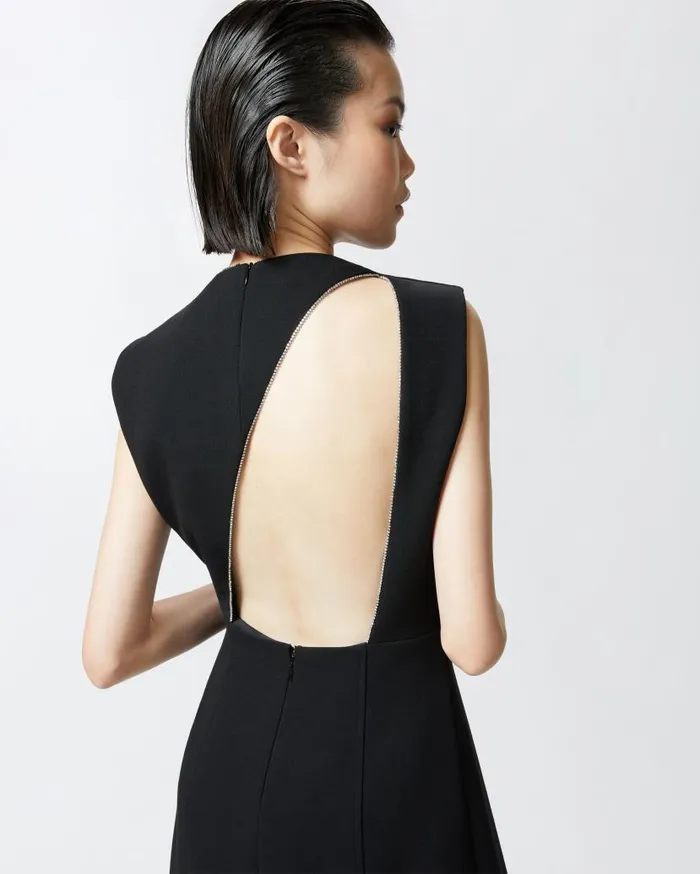 Pinko Mini Dress With Open Back And Rhinestones Limo Black Women Dresses