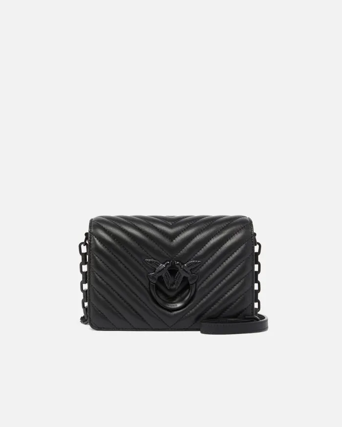 Pinko Mini Love Bag Click Chevron Colour Block Limo Black Block Colour Women Crossbody Bags Pinko Mini Love Bag Click Chevron Colour Block Limo Black Block Colour Women Crossbody Bags
