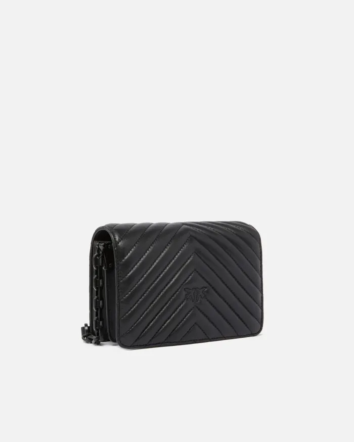 Pinko Mini Love Bag Click Chevron Colour Block Limo Black Block Colour Women Crossbody Bags