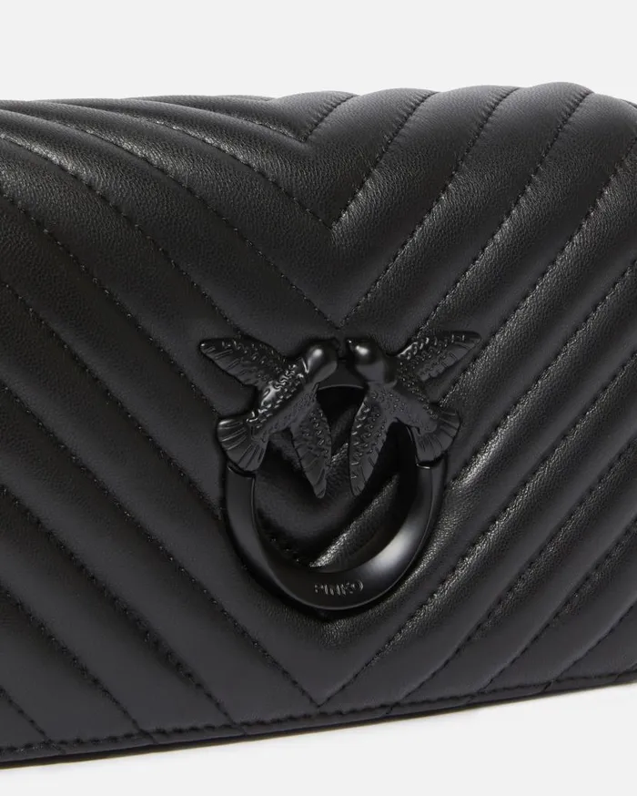 Pinko Mini Love Bag Click Chevron Colour Block Limo Black Block Colour Women Crossbody Bags