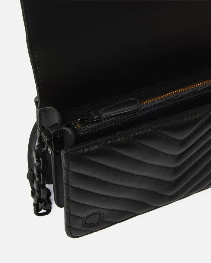 Pinko Mini Love Bag Click Chevron Colour Block Limo Black Block Colour Women Crossbody Bags