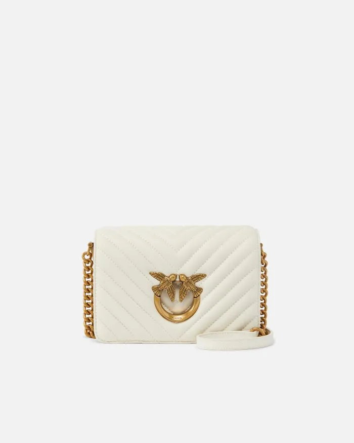 Pinko Mini Love Bag Click Chevron Whitewhiteantique Gold Women Love Bag Click