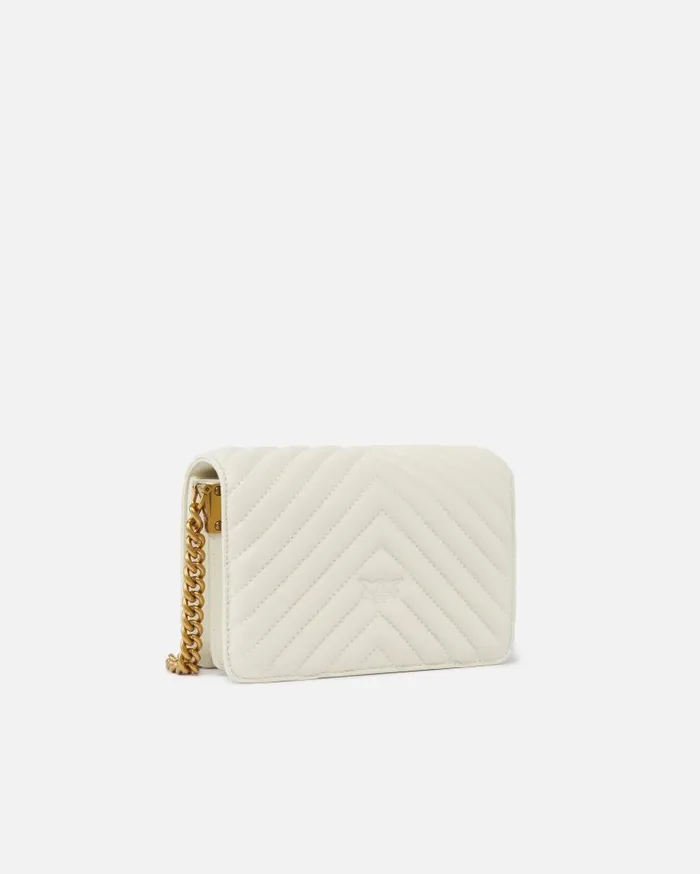 Pinko Mini Love Bag Click Chevron Whitewhiteantique Gold Women Love Bag Click