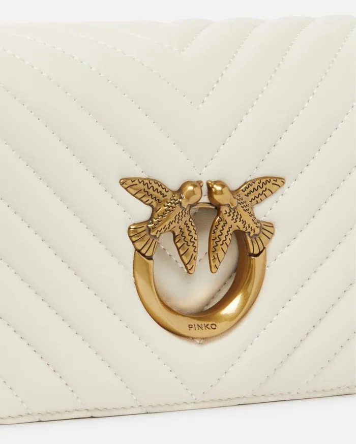 Pinko Mini Love Bag Click Chevron Whitewhiteantique Gold Women Love Bag Click