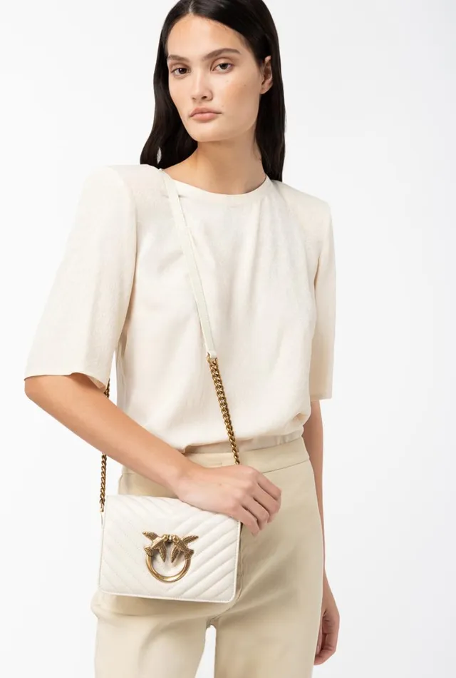 Pinko Mini Love Bag Click Chevron Whitewhiteantique Gold Women Love Bag Click