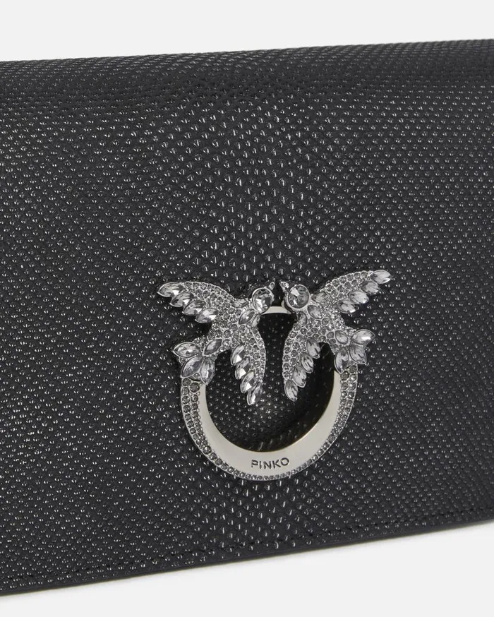 Pinko Mini Love Bag Crossbody Bag In Glitter PythonGalleria Blackold Silver Women Limited Edition