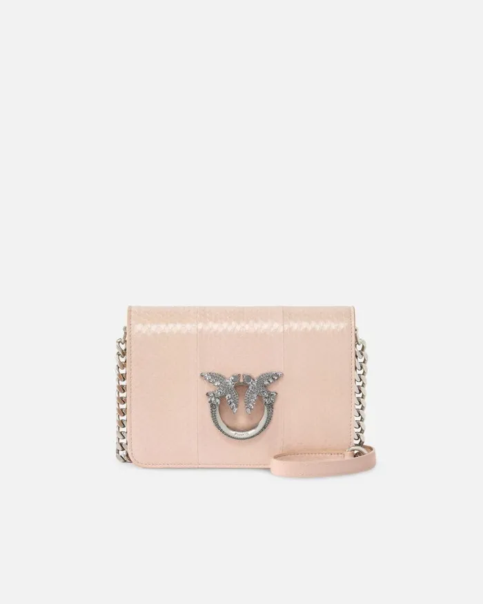 Pinko Mini Love Bag Crossbody Bag In Glossy ReptileGalleria Beige Pink Pastold Silver Women Limited Edition Pinko Mini Love Bag Crossbody Bag In Glossy ReptileGalleria Beige Pink Pastold Silver Women Limited Edition