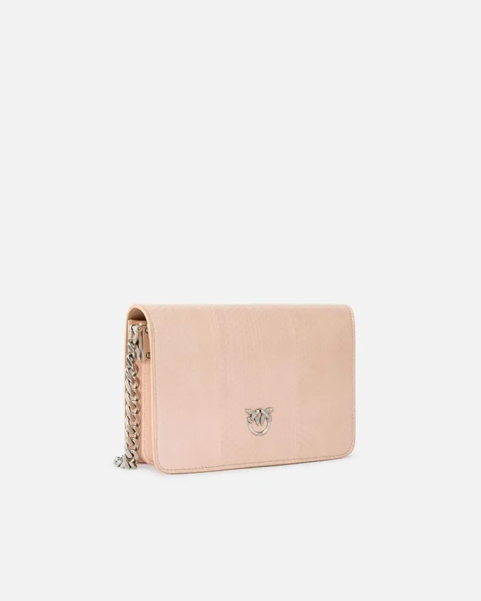 Pinko Mini Love Bag Crossbody Bag In Glossy ReptileGalleria Beige Pink Pastold Silver Women Limited Edition
